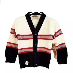 Vintage 70's NWT Barrel Retro Striped Cardigan